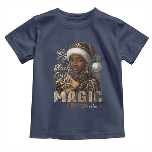 Xmas Melanin Black Girl Magic Toddler T Shirt TS09 Navy Print Your Wear