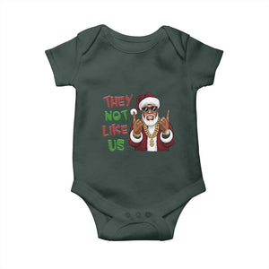 Funny Xmas Hiphop Black Santa Baby Onesie They Not Like Us African American Christmas TS09 Dark Forest Green Print Your Wear