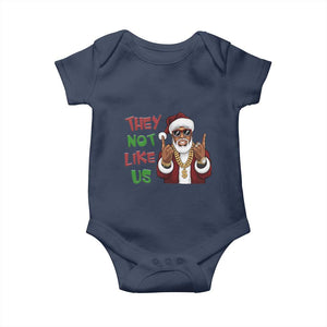 Funny Xmas Hiphop Black Santa Baby Onesie They Not Like Us African American Christmas TS09 Navy Print Your Wear