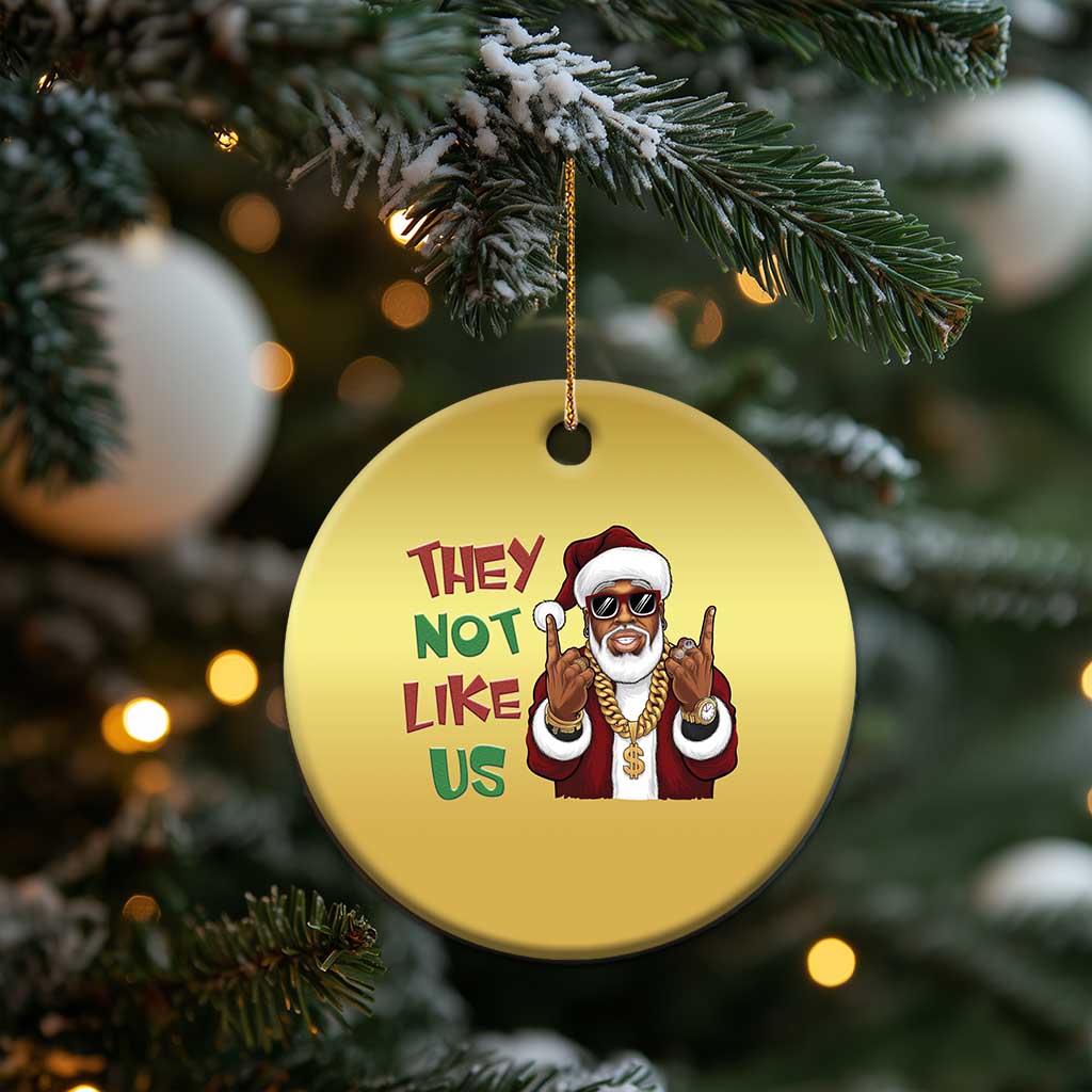 Funny Xmas Hiphop Black Santa Christmas Ornament They Not Like Us African American Christmas TS09 Print Your Wear