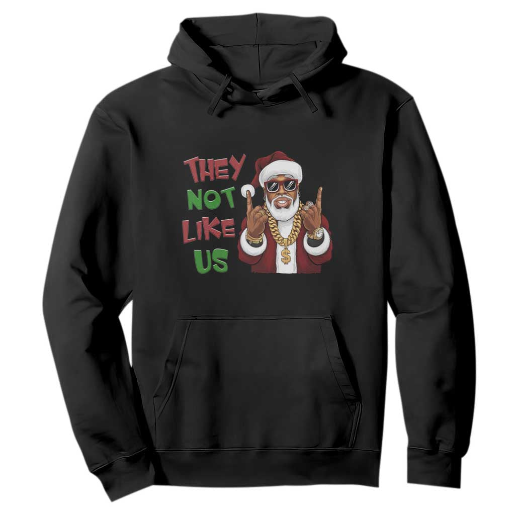 Funny Xmas Hiphop Black Santa Hoodie They Not Like Us African American Christmas TS09 Black Print Your Wear