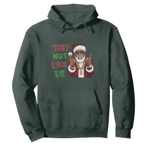 Funny Xmas Hiphop Black Santa Hoodie They Not Like Us African American Christmas TS09 Dark Forest Green Print Your Wear