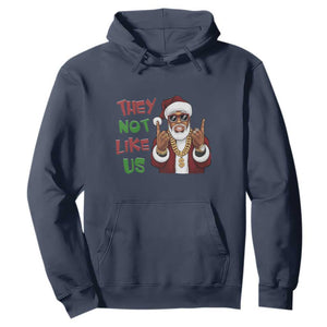 Funny Xmas Hiphop Black Santa Hoodie They Not Like Us African American Christmas TS09 Navy Print Your Wear