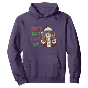 Funny Xmas Hiphop Black Santa Hoodie They Not Like Us African American Christmas TS09 Purple Print Your Wear