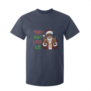 Funny Xmas Hiphop Black Santa T Shirt For Kid They Not Like Us African American Christmas TS09 Navy Print Your Wear