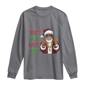 Funny Xmas Hiphop Black Santa Long Sleeve Shirt They Not Like Us African American Christmas TS09 Charcoal Print Your Wear