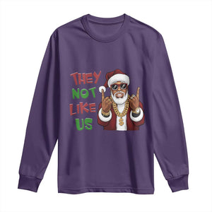 Funny Xmas Hiphop Black Santa Long Sleeve Shirt They Not Like Us African American Christmas TS09 Purple Print Your Wear