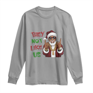 Funny Xmas Hiphop Black Santa Long Sleeve Shirt They Not Like Us African American Christmas TS09 Sport Gray Print Your Wear