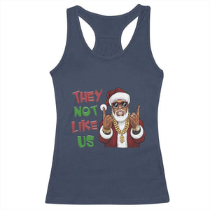 Funny Xmas Hiphop Black Santa Racerback Tank Top They Not Like Us African American Christmas TS09 Navy Print Your Wear