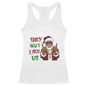 Funny Xmas Hiphop Black Santa Racerback Tank Top They Not Like Us African American Christmas TS09 White Print Your Wear