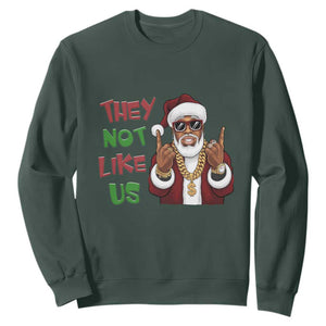 Funny Xmas Hiphop Black Santa Sweatshirt They Not Like Us African American Christmas TS09 Dark Forest Green Print Your Wear