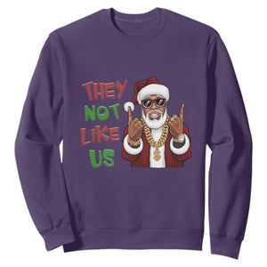 Funny Xmas Hiphop Black Santa Sweatshirt They Not Like Us African American Christmas TS09 Purple Print Your Wear