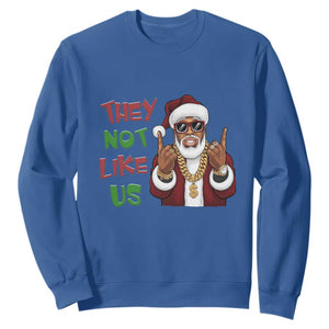 Funny Xmas Hiphop Black Santa Sweatshirt They Not Like Us African American Christmas TS09 Royal Blue Print Your Wear