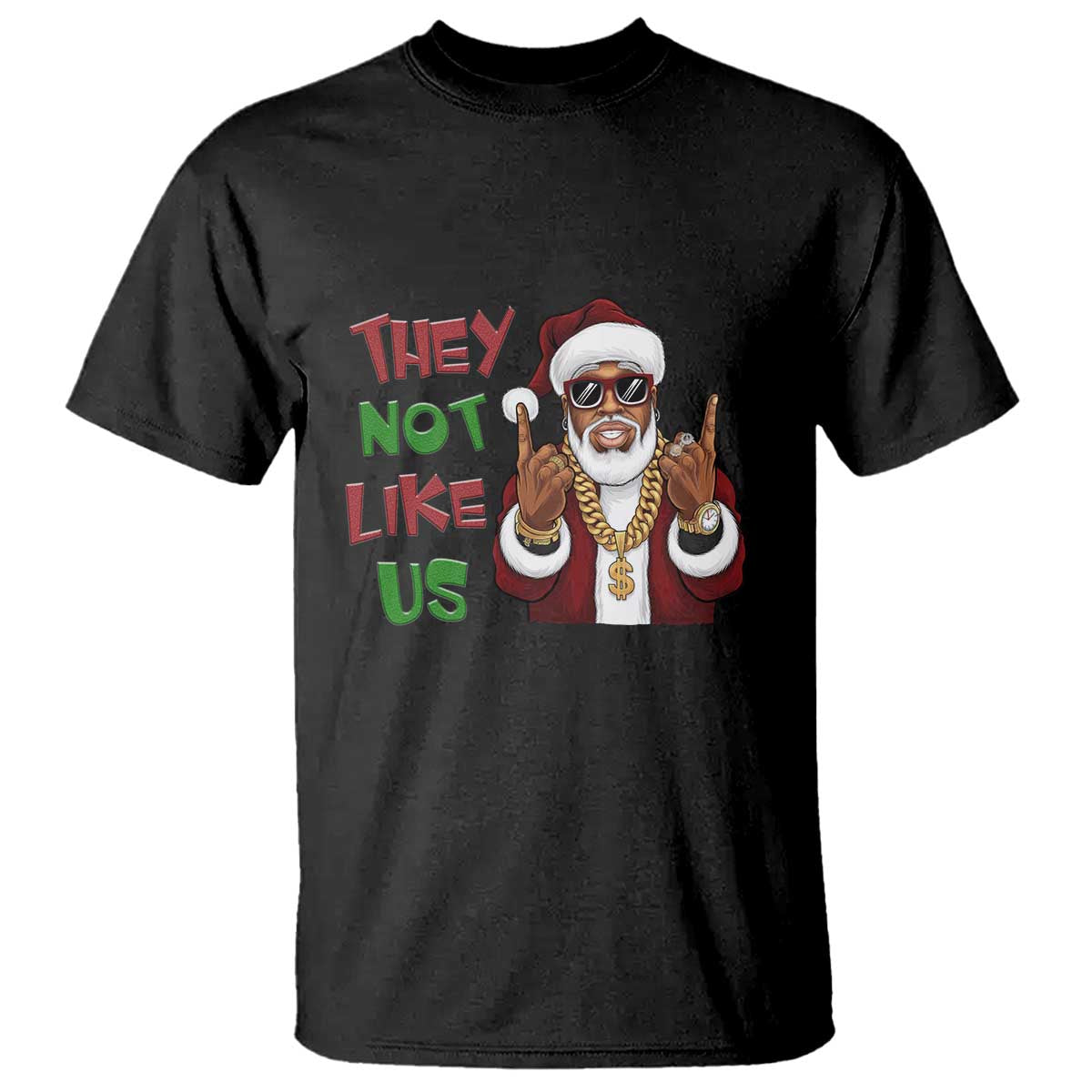 Funny Xmas Hiphop Black Santa T Shirt They Not Like Us African American Christmas TS09 Black Print Your Wear