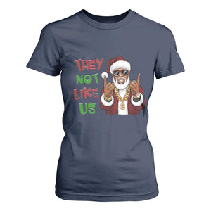 Funny Xmas Hiphop Black Santa T Shirt For Women They Not Like Us African American Christmas TS09 Navy Print Your Wear