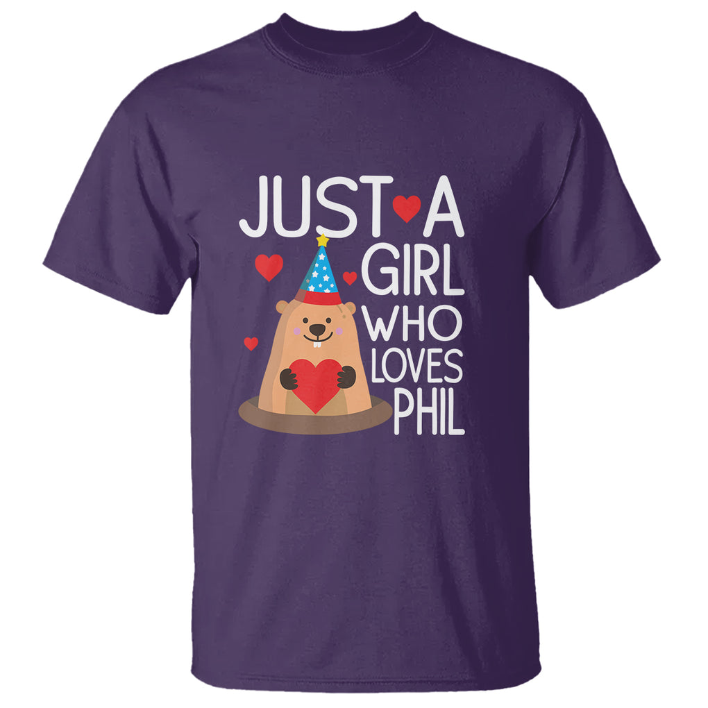 Cute Groundhog Just A Girl Who Loves Phil T Shirt TS09 Purple Printyourwear