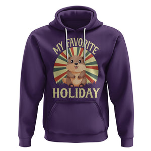 Cute Groundhog Retro My Favorite Holiday Hoodie TS09 Purple Printyourwear