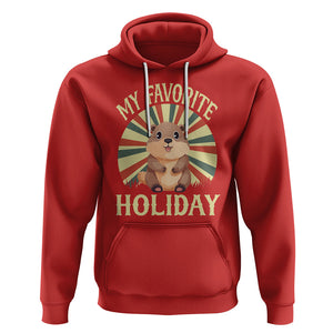 Cute Groundhog Retro My Favorite Holiday Hoodie TS09 Red Printyourwear