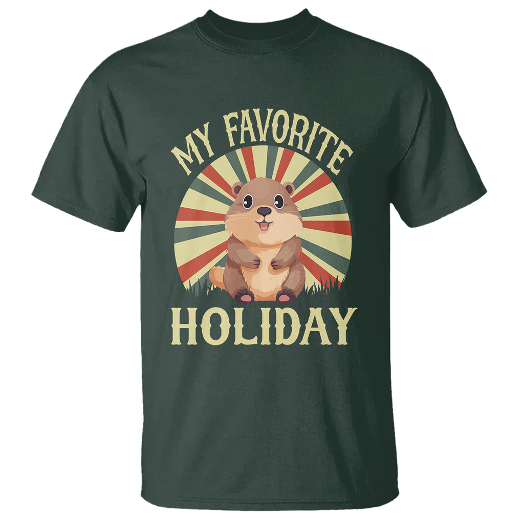 Cute Groundhog Retro My Favorite Holiday T Shirt TS09 Dark Forest Green Printyourwear