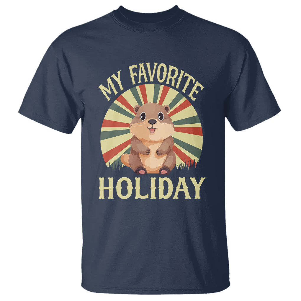 Cute Groundhog Retro My Favorite Holiday T Shirt TS09 Navy Printyourwear