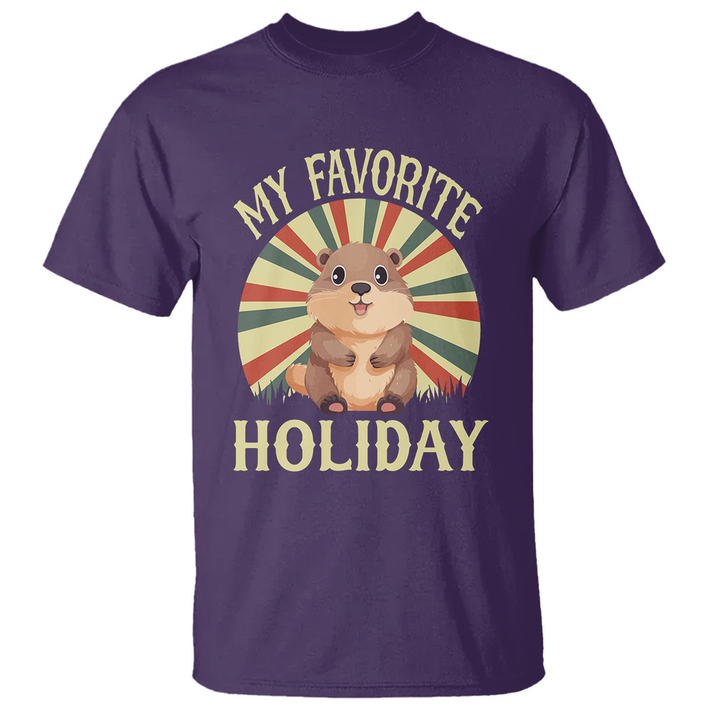 Cute Groundhog Retro My Favorite Holiday T Shirt TS09 Purple Printyourwear