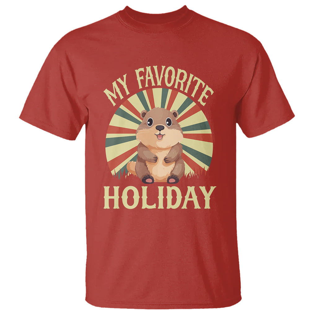 Cute Groundhog Retro My Favorite Holiday T Shirt TS09 Red Printyourwear