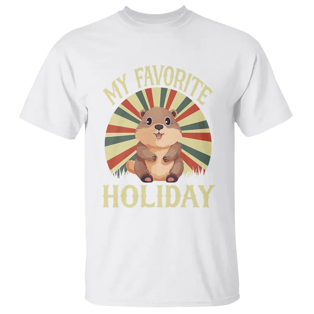 Cute Groundhog Retro My Favorite Holiday T Shirt TS09 White Printyourwear