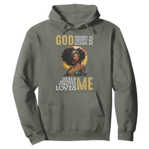 Black History Month Hoodie African Women God Designed Created Blessed Me TS09 Military Green Printyourwear