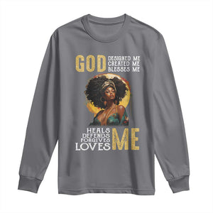 African Women Pride Long Sleeve Shirt God Designed Created Blessed Me Black History Month TS09 Charcoal Print Your Wear