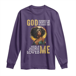 African Women Pride Long Sleeve Shirt God Designed Created Blessed Me Black History Month TS09 Purple Print Your Wear