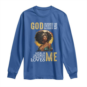 African Women Pride Long Sleeve Shirt God Designed Created Blessed Me Black History Month TS09 Royal Blue Print Your Wear