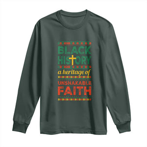 Black History Month Long Sleeve Shirt A Heritage Of Unshakeable Faith Christian TS09 Dark Forest Green Print Your Wear