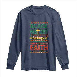 Black History Month Long Sleeve Shirt A Heritage Of Unshakeable Faith Christian TS09 Navy Print Your Wear