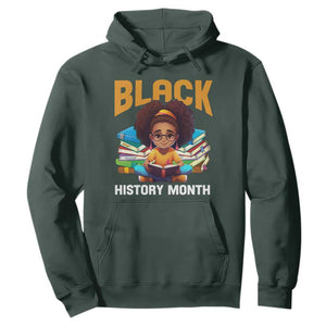 Black History Month Hoodie Girl Reading Book African Pride Melanin TS09 Dark Forest Green Printyourwear