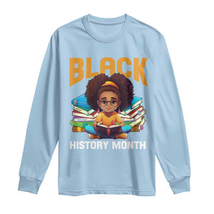 Black History Month Long Sleeve Shirt African Girl Reading Book Black Educated Educator TS09 Light Blue Print Your Wear