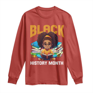 Black History Month Long Sleeve Shirt African Girl Reading Book Black Educated Educator TS09 Red Print Your Wear