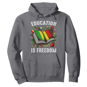 Black History Month Hoodie Education Is Freedom Reading Books Teacher TS09 Charcoal Printyourwear