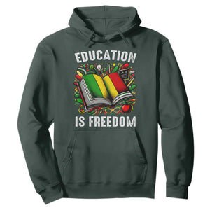 Black History Month Hoodie Education Is Freedom Reading Books Teacher TS09 Dark Forest Green Printyourwear