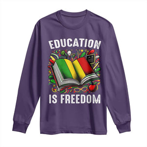 Black Teacher Long Sleeve Shirt Education Is Freedom Reading Books Black History Month TS09 Purple Print Your Wear