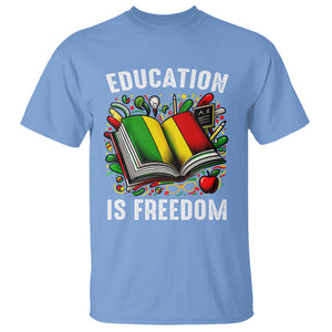 Black History Month T Shirt Education Is Freedom Reading Books Teacher TS09 Carolina Blue Printyourwear