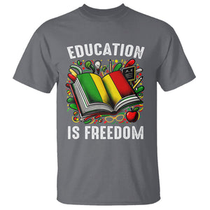 Black History Month T Shirt Education Is Freedom Reading Books Teacher TS09 Charcoal Printyourwear