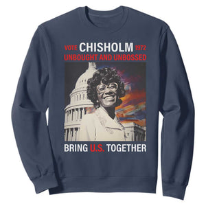 Shirley Chisholm Sweatshirt Unbought And Unbossed Bring U.S. Together Black History Month TS09 Navy Printyourwear