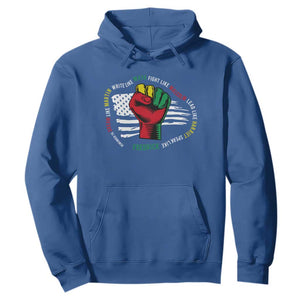 Black History Month Hoodie Dream Like Martin Write Like Maya Fight Like Malcolm Lead Like Harriet Speak Like Fredrick TS09 Royal Blue Printyourwear