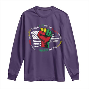 Black Civil Rights Long Sleeve Shirt Dream Like Martin Write Like Maya Fight Like Macolm Lead Like Harriet Speak Like Fredrick TS09 Purple Print Your Wear