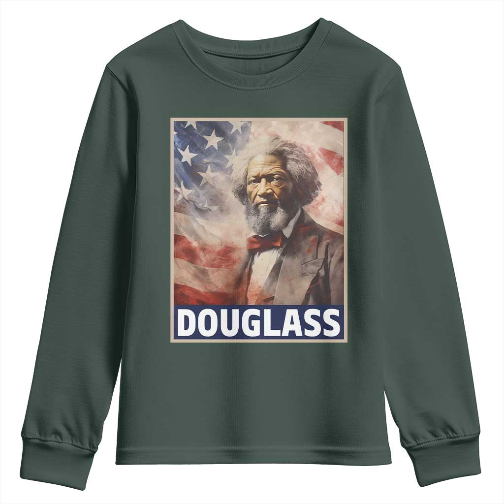 Frederick Douglass Youth Sweatshirt African American Hero Black Civil Rights TS09 Dark Forest Green Print Your Wear
