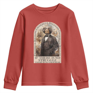 Frederick Douglass Youth Sweatshirt If There Is No Struggle There Is No Progress BHM Black Civil Rights TS09 Red Print Your Wear