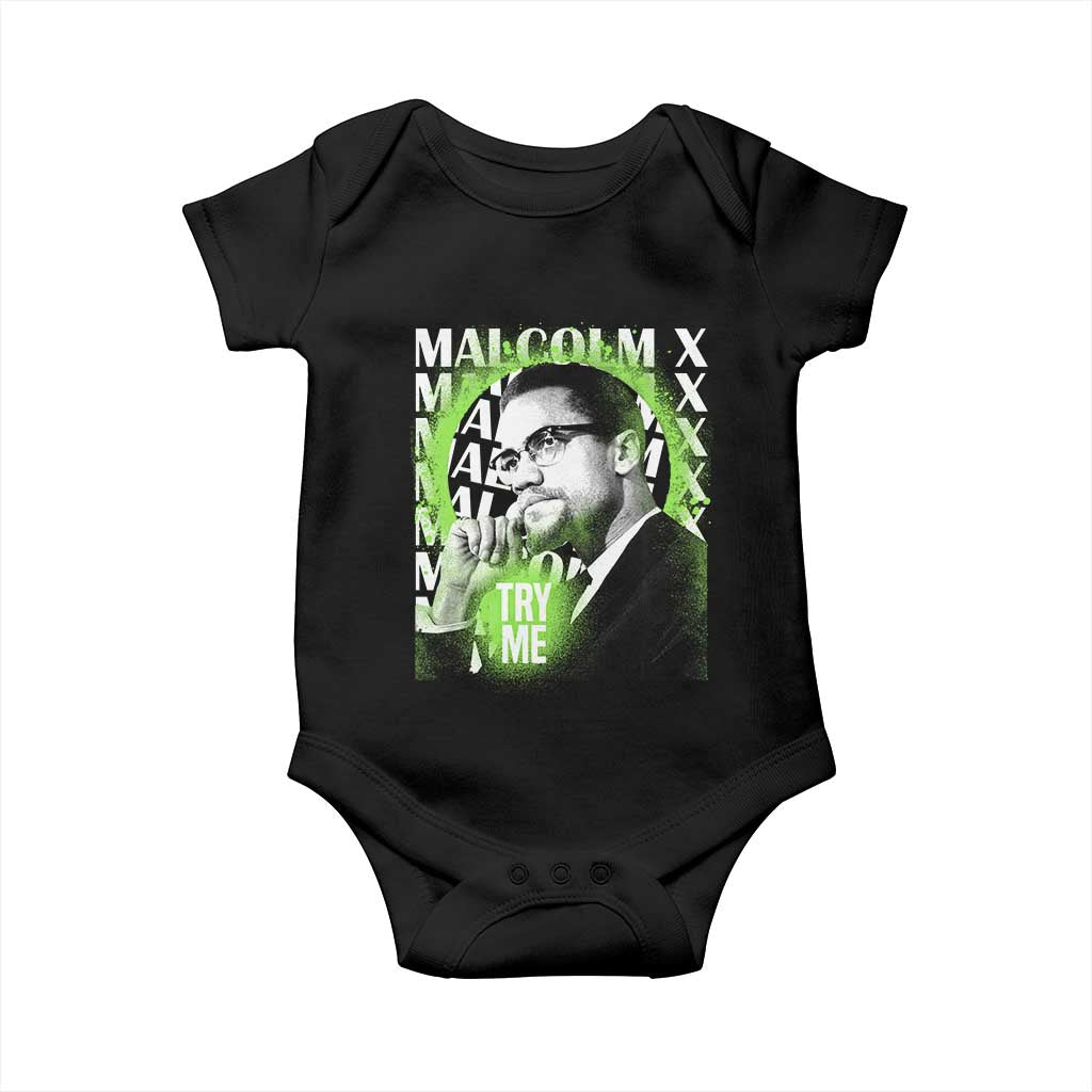 Malcolm X Baby Onesie Try Me Aesthetic Art Black Civil Rights BHM TS09 Black Print Your Wear