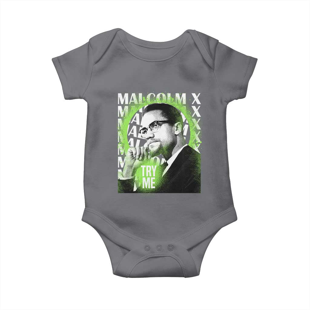 Malcolm X Baby Onesie Try Me Aesthetic Art Black Civil Rights BHM TS09 Charcoal Print Your Wear