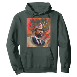 Malcolm X Hoodie King Hip Hop Aesthetic Art Black History Month TS09 Dark Forest Green Printyourwear