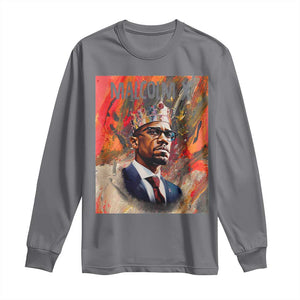 Malcolm X Long Sleeve Shirt King Hip Hop Aesthetic Art Black Civil Rights TS09 Charcoal Print Your Wear